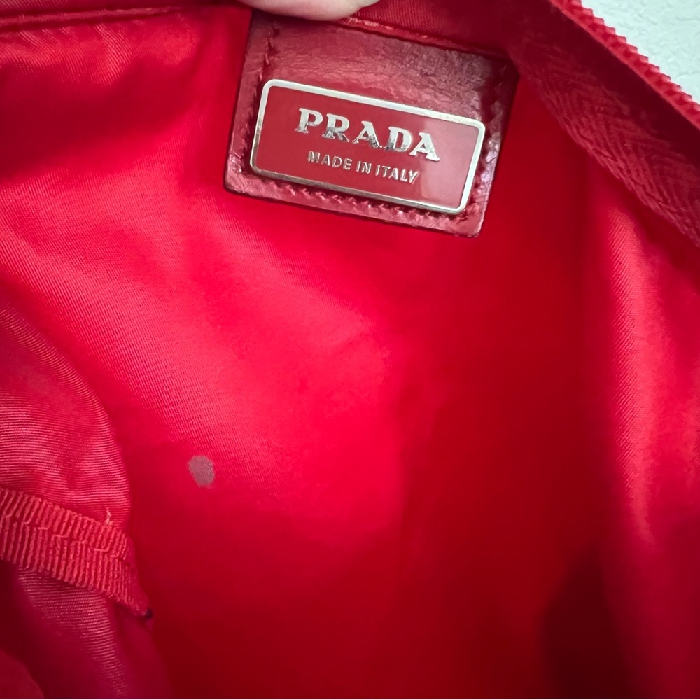 PRADA Tessuto Nylon Shoulder Bag Red Triangle Logo Plate Crossbody - Picture 12 of 16